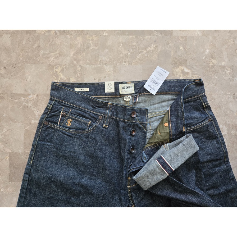 NEW! TODD SNYDER Jeans Slim Fit JAPANESE SELVEDGE Denim BUTTON FLY Mens 31x32
